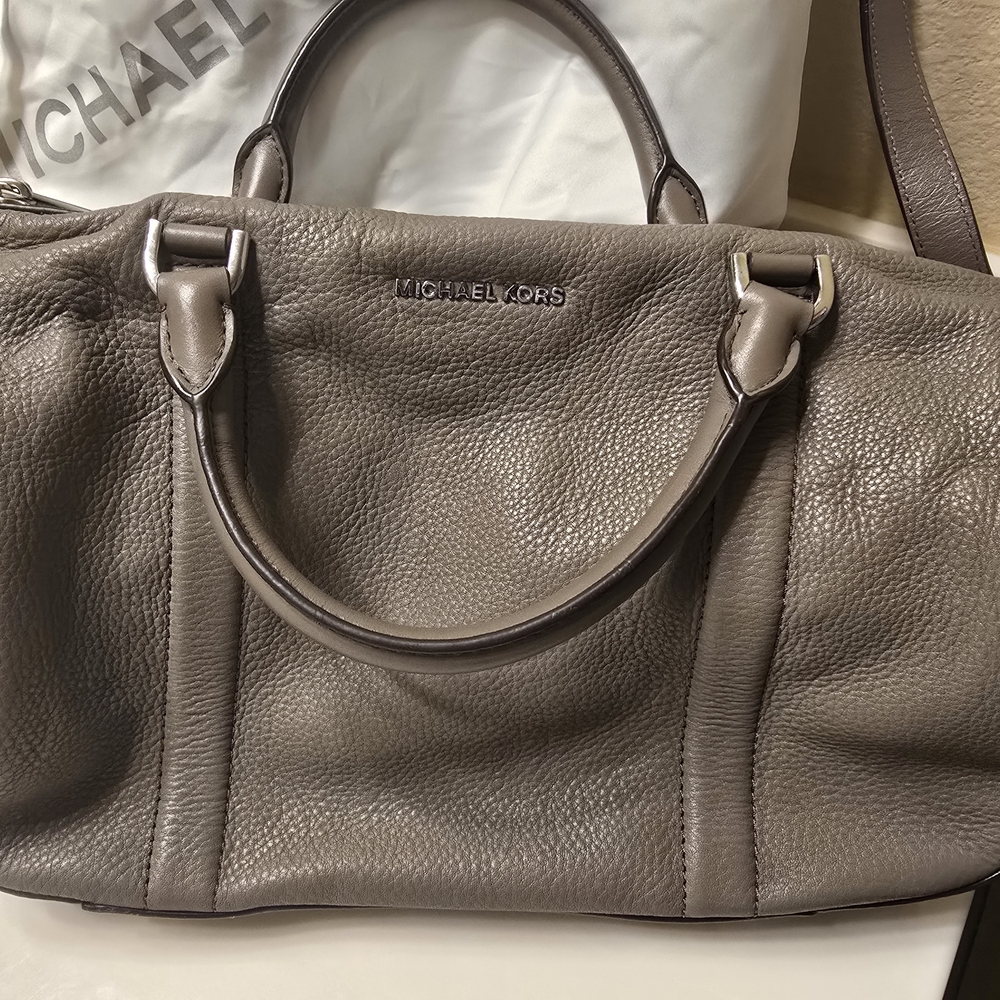Michael Kors Gray Leather Tote Bag